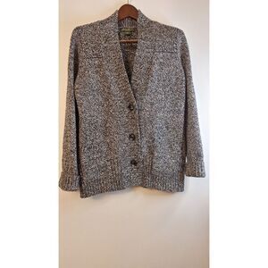 EDDIE BAUER Women Wool Blend Fisherman Button Up Sweater Large Grandpa Core